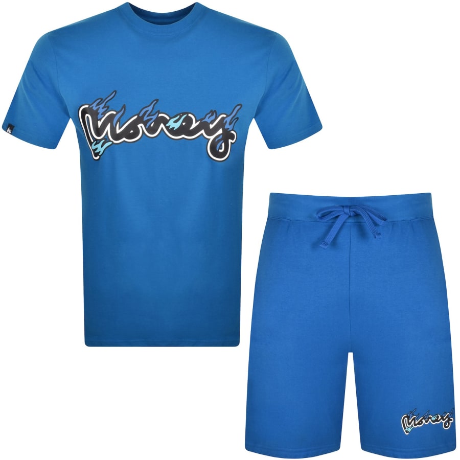 Money Flame Signature Shorts Tracksuit Blue Mainline Menswear Denmark